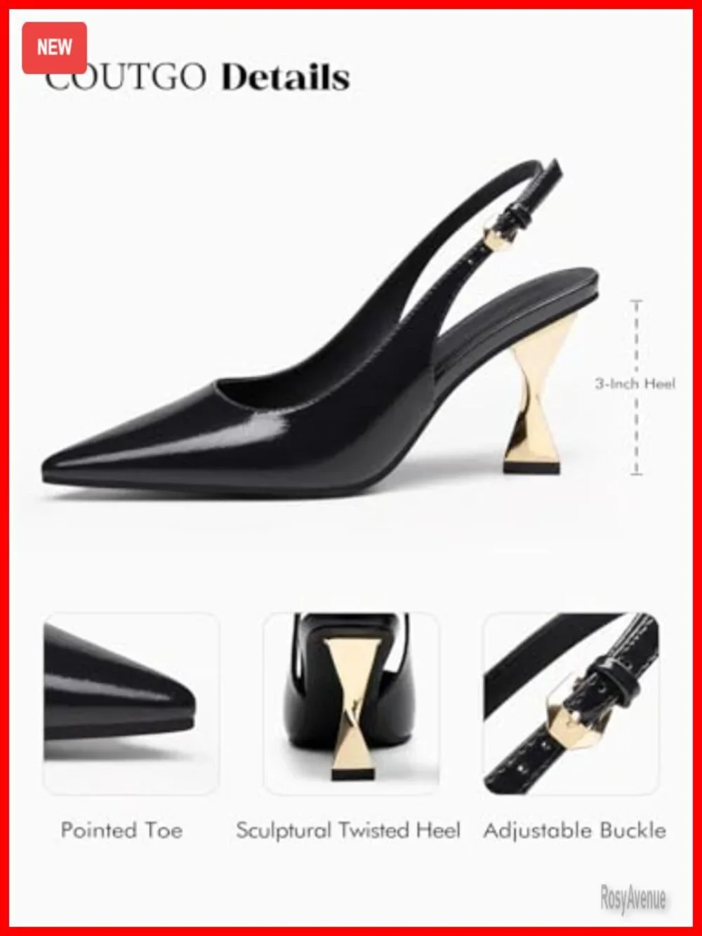 Women's Kitten Heels Slingback Pointed Toe Pumps Dress Shoes